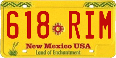 NM license plate 618RIM