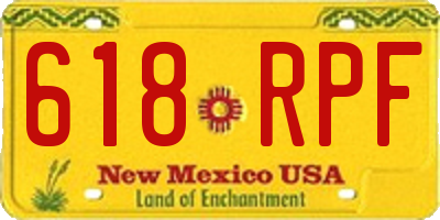 NM license plate 618RPF