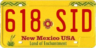 NM license plate 618SID