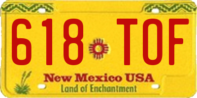 NM license plate 618TOF