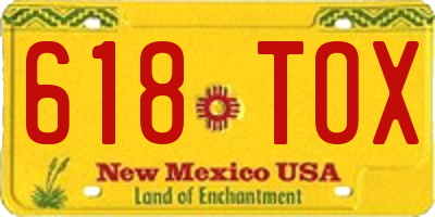 NM license plate 618TOX