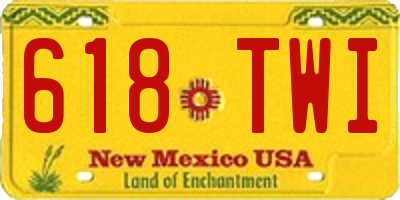 NM license plate 618TWI
