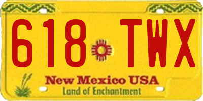 NM license plate 618TWX