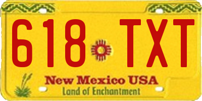 NM license plate 618TXT