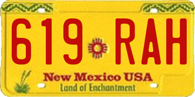 NM license plate 619RAH