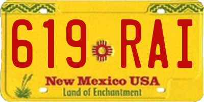 NM license plate 619RAI