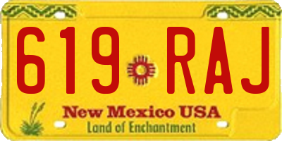 NM license plate 619RAJ