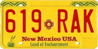 NM license plate 619RAK