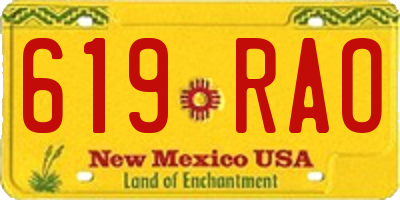 NM license plate 619RAO