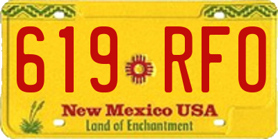 NM license plate 619RFO
