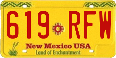 NM license plate 619RFW