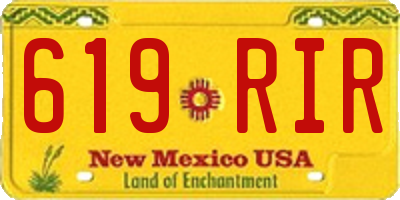 NM license plate 619RIR