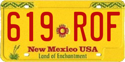 NM license plate 619ROF