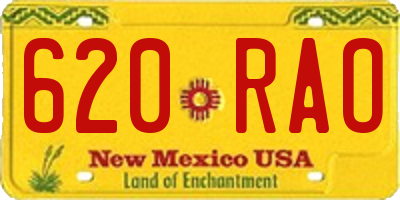 NM license plate 620RAO