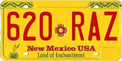 NM license plate 620RAZ