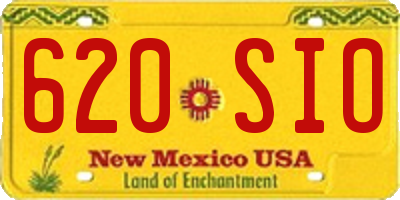 NM license plate 620SIO