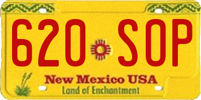 NM license plate 620SOP