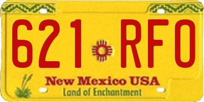 NM license plate 621RFO
