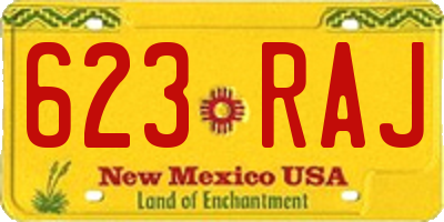 NM license plate 623RAJ