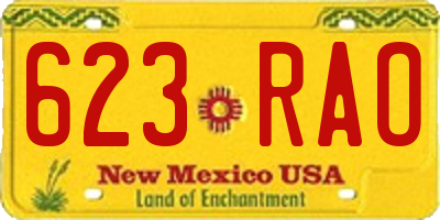 NM license plate 623RAO