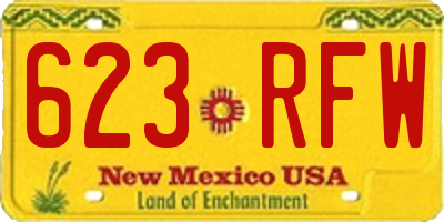 NM license plate 623RFW