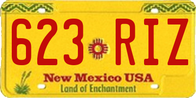 NM license plate 623RIZ