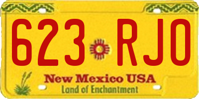 NM license plate 623RJO