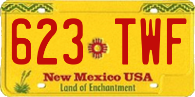 NM license plate 623TWF