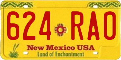 NM license plate 624RAO