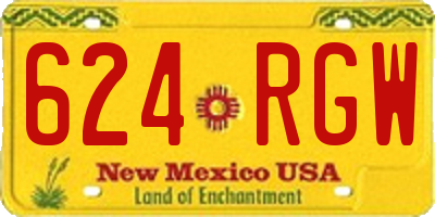 NM license plate 624RGW