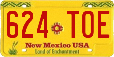 NM license plate 624TOE