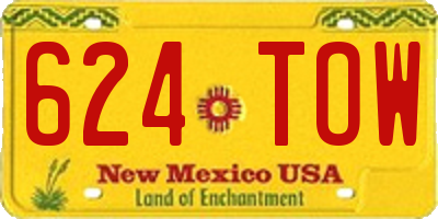 NM license plate 624TOW