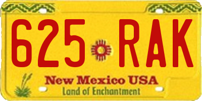 NM license plate 625RAK