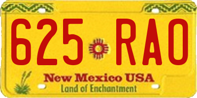NM license plate 625RAO