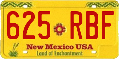 NM license plate 625RBF