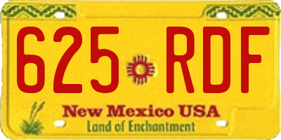 NM license plate 625RDF