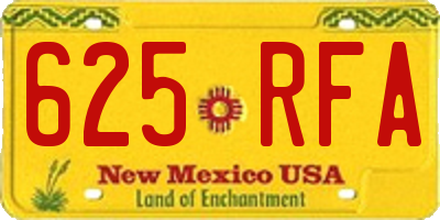 NM license plate 625RFA