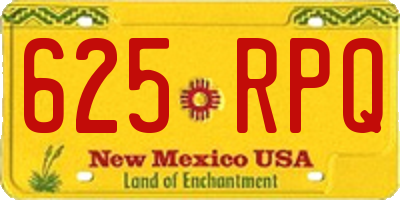 NM license plate 625RPQ