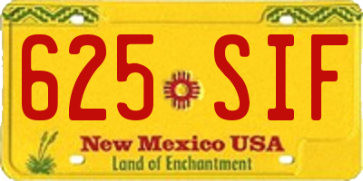 NM license plate 625SIF