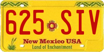 NM license plate 625SIV