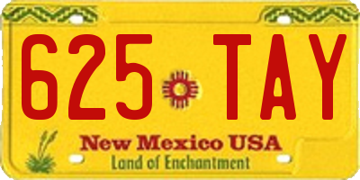 NM license plate 625TAY