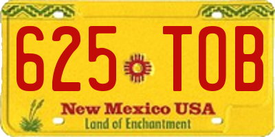 NM license plate 625TOB