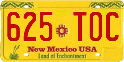 NM license plate 625TOC
