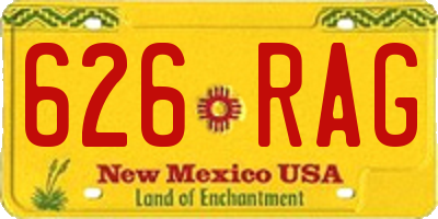 NM license plate 626RAG