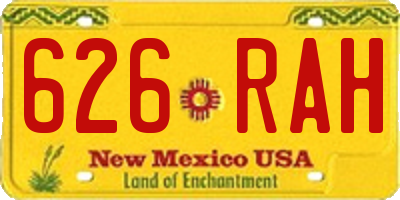 NM license plate 626RAH