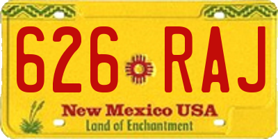 NM license plate 626RAJ