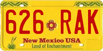 NM license plate 626RAK