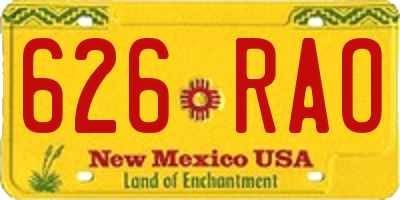 NM license plate 626RAO