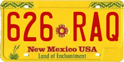 NM license plate 626RAQ