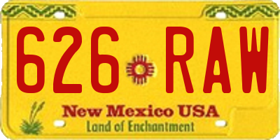 NM license plate 626RAW